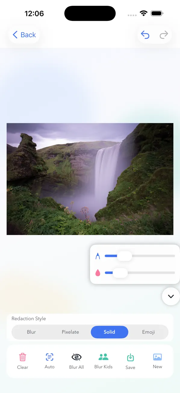 Adjust your controls — Blur Me App Store screenshot